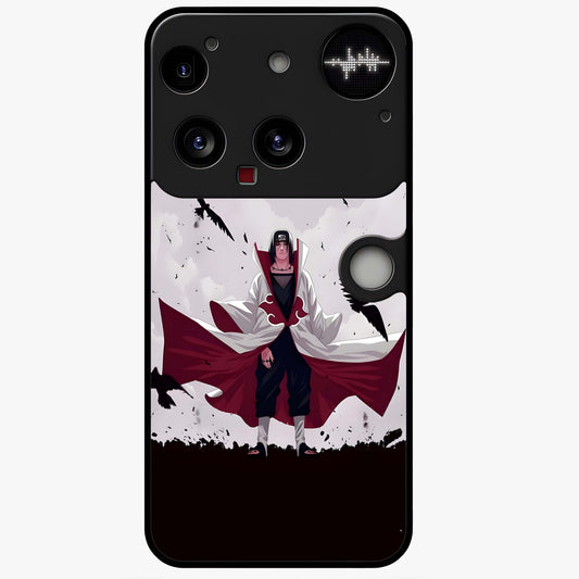 Crimson Crow Ascension Glass Case showing flat back view with mystical crow artwork and glossy glass finish.
