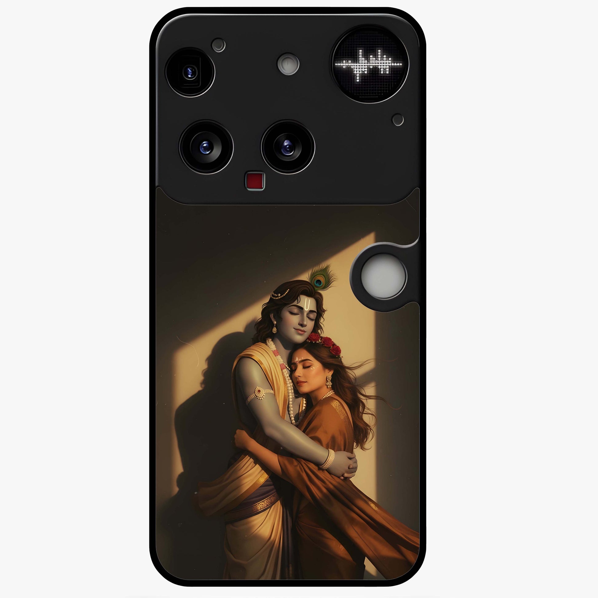 Divine Eternal Love Glass Case showing flat back view with spiritual love themed artwork and glossy glass finish.