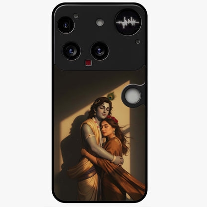 Divine Eternal Love Glass Case showing flat back view with spiritual love themed artwork and glossy glass finish.