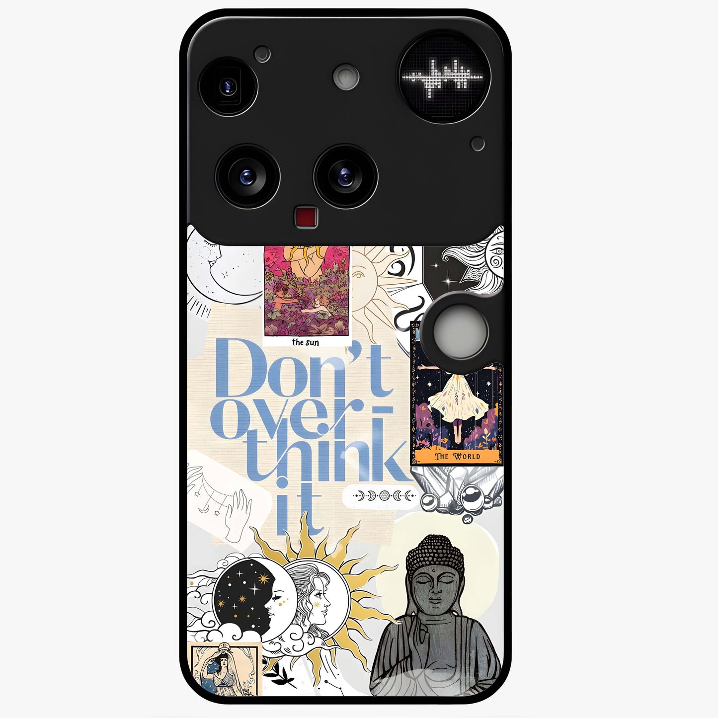 Ethereal Thoughts Glass Case showing flat back view with dreamy artistic artwork and glossy glass finish.