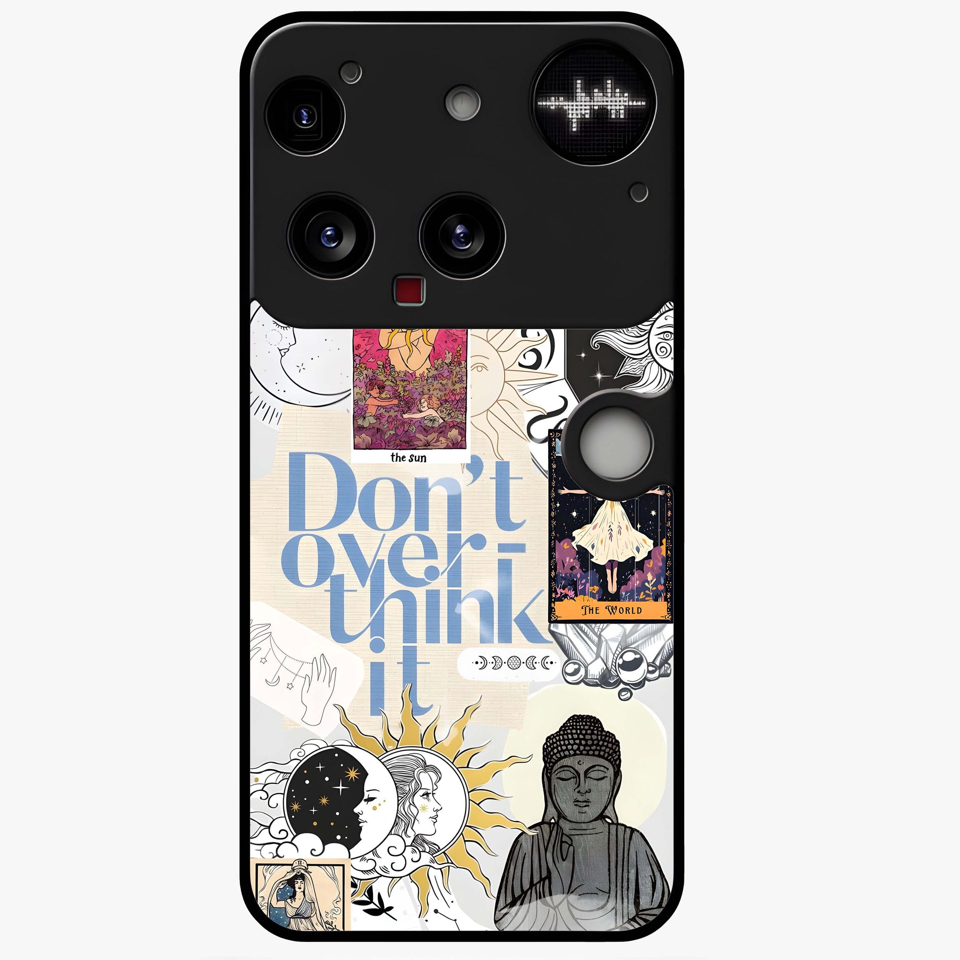 Ethereal Thoughts Glass Case showing flat back view with dreamy artistic artwork and glossy glass finish.