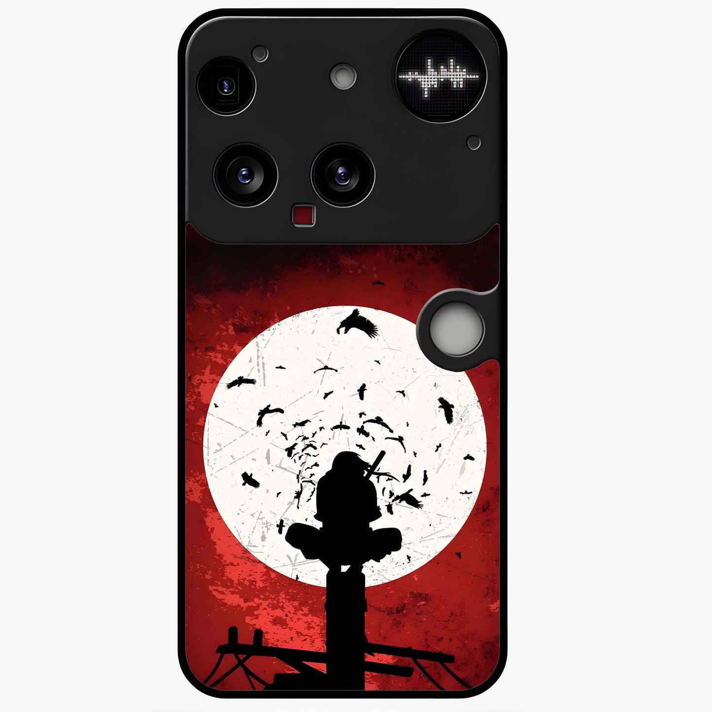 Itachi Limited Edition Naruto Anime Glass Case showing flat back view with iconic anime character artwork and glossy glass finish.