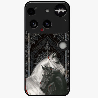 Majestic Ride Legacy Glass Case showing flat back view with powerful automotive inspired artwork and glossy glass finish.