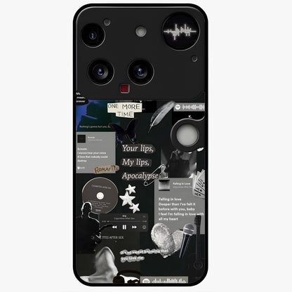 Midnight Love Echo Glass Case showing flat back view with romantic midnight themed artwork and glossy glass finish.