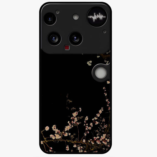 Petal Moon Light With Custom Name Glass Case showing flat back view with floral moonlight artwork and personalized name design.
