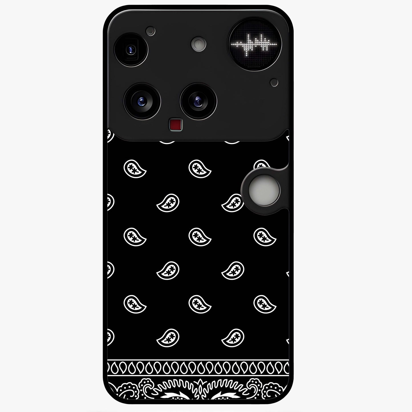 Retro Rebel Threads Glass Case showing flat back view with vintage street style artwork and glossy glass finish.