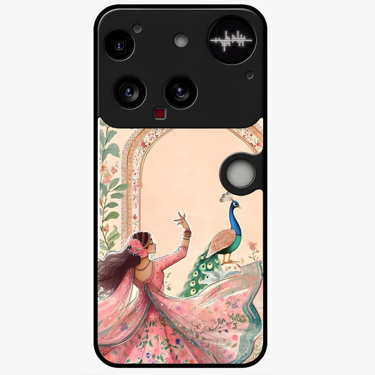 Royal Grace Muse Glass Case showing flat back view with elegant artistic artwork and glossy glass finish.