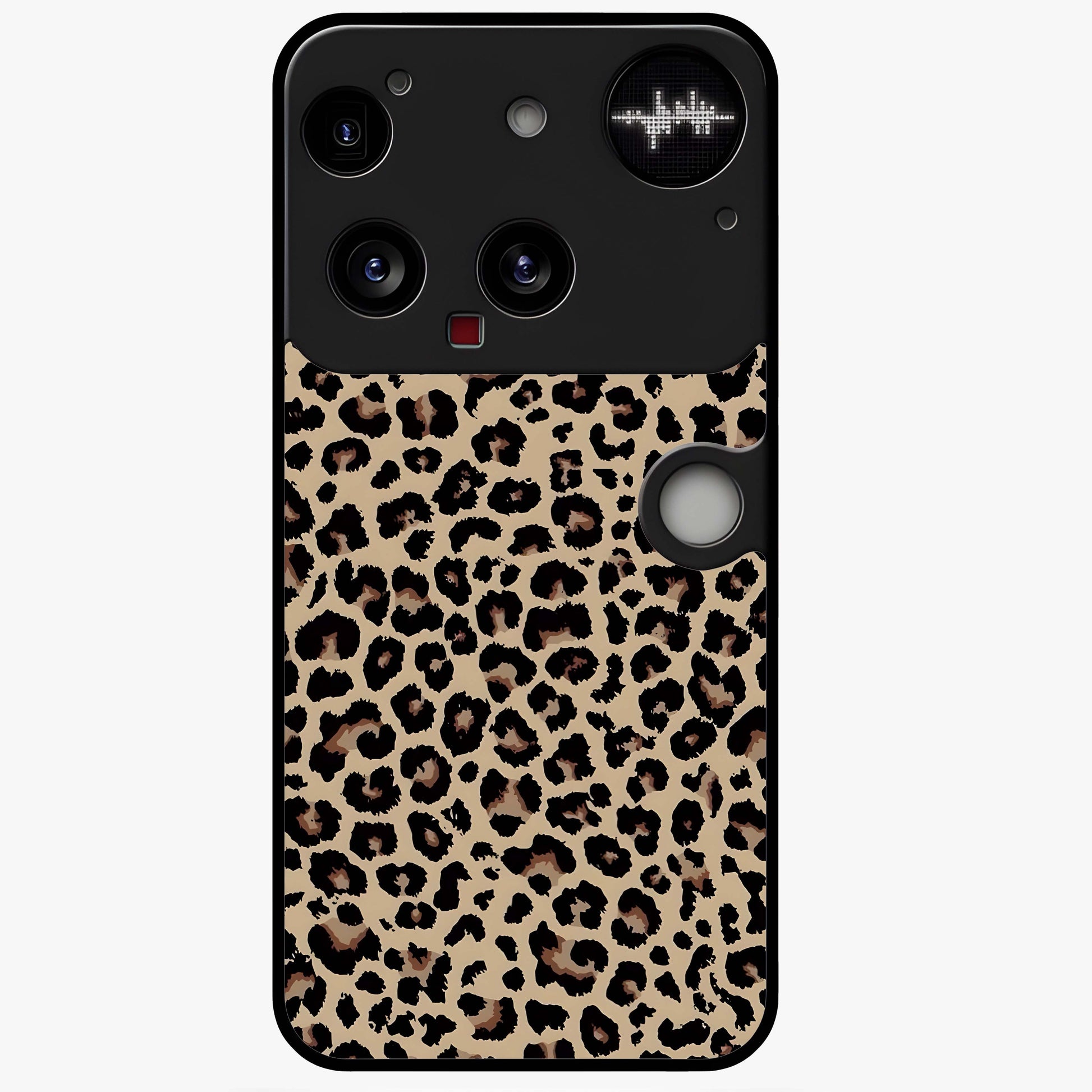 Savage Chic Pattern Glass Case showing flat back view with stylish patterned artwork and glossy glass finish.