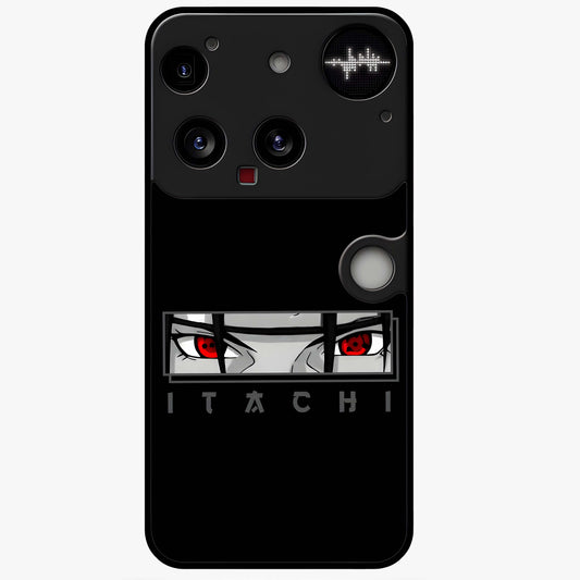 Scarlet Gaze Dominance Glass Case showing flat back view with striking red themed artwork and glossy glass finish.