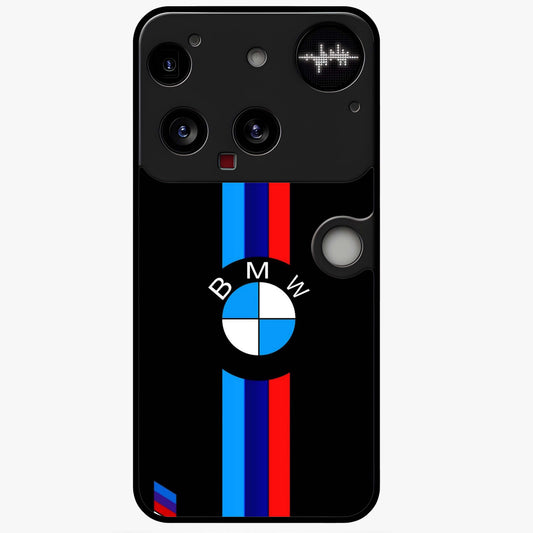 Turbo BMW Beast Glass Case showing flat back view with high performance sports car artwork and glossy glass finish.