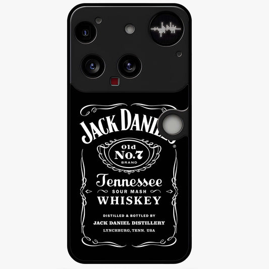 Vintage Whiskey Heritage Glass Case showing flat back view with classic whiskey inspired artwork and glossy glass finish.