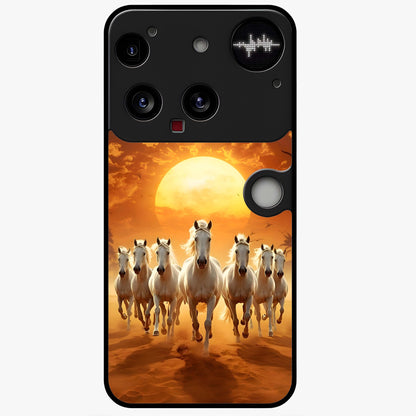 Wild Sunset Majesty Glass Case showing flat back view with majestic sunset landscape artwork and glossy glass finish.