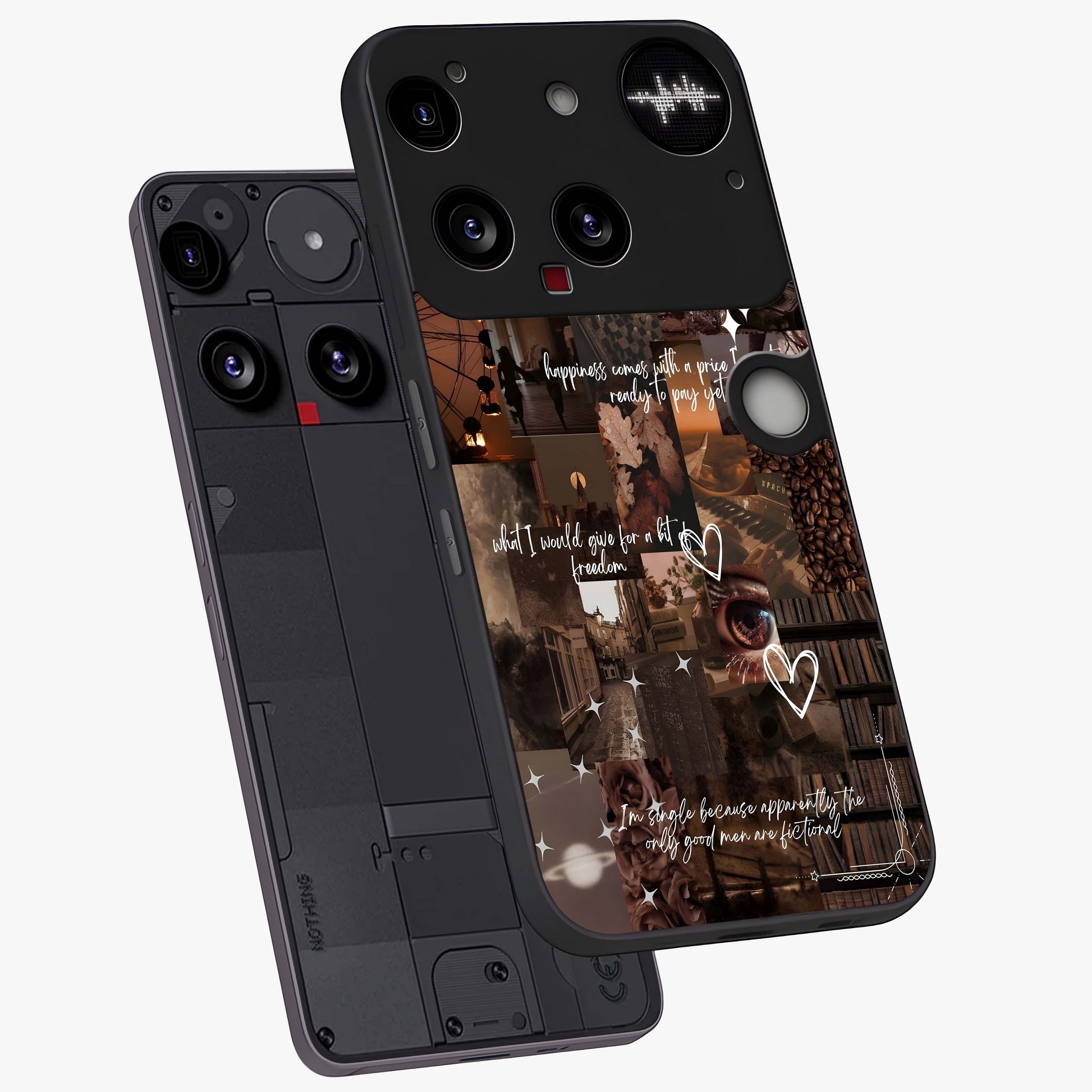 Bittersweet Aesthetic Chaos Glass Case displayed in angled mockup highlighting expressive abstract artwork and edgy aesthetic theme.