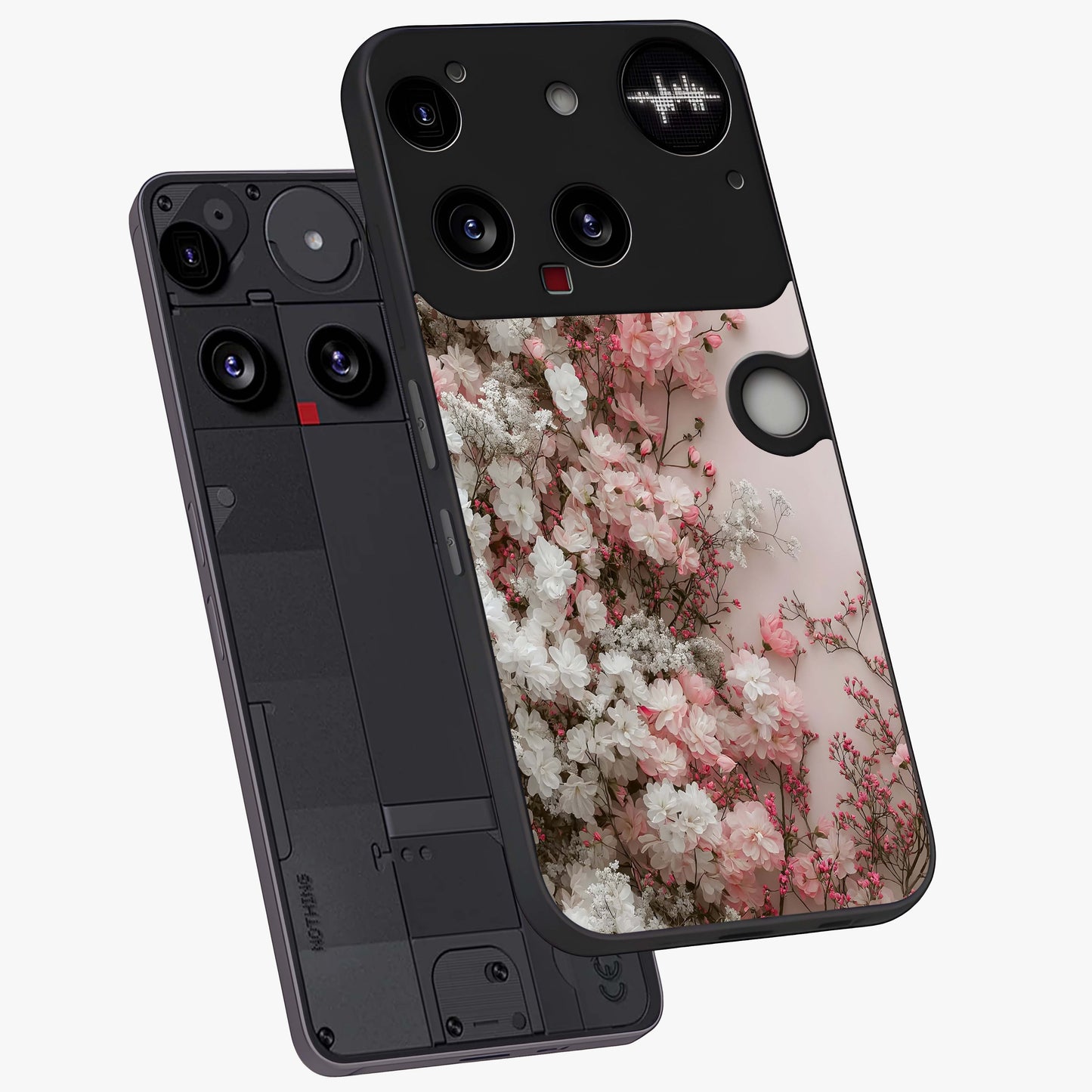Blush Blossom Cloud Glass Case displayed in angled mockup highlighting soft cloud and blossom design with pastel aesthetic.