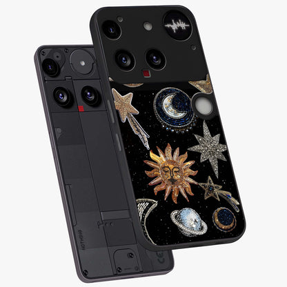 Celestial Gem Constellations Glass Case displayed in angled mockup highlighting gemstone inspired constellation design.