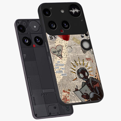 City Dream Sketch Glass Case displayed in angled mockup highlighting minimal city illustration with aesthetic sketch style.