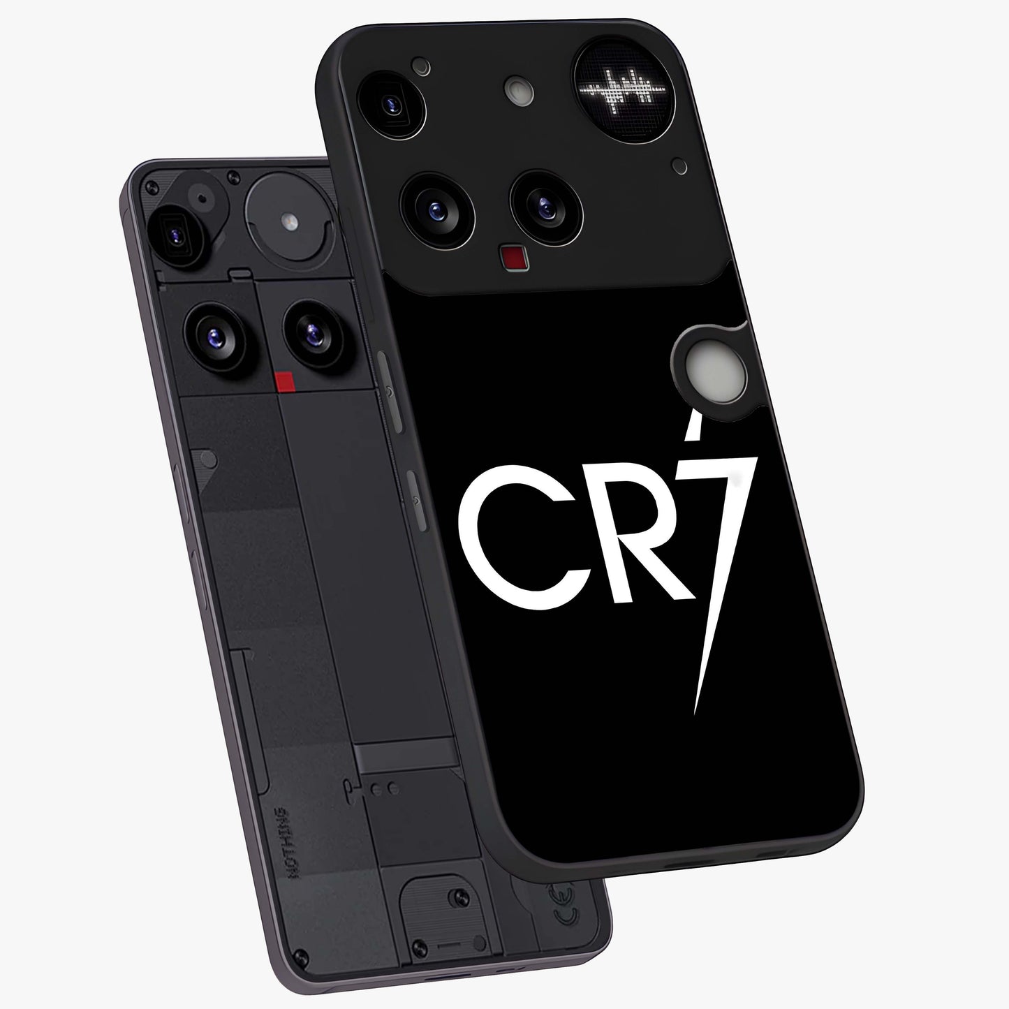 Cr7 Elite Strike Glass Case displayed in angled mockup highlighting powerful sports graphic with bold athletic theme.