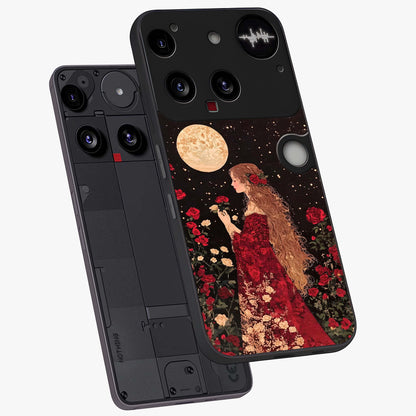 Crimson Dreams Glass Case displayed in angled mockup highlighting soft crimson aesthetic design with artistic theme.
