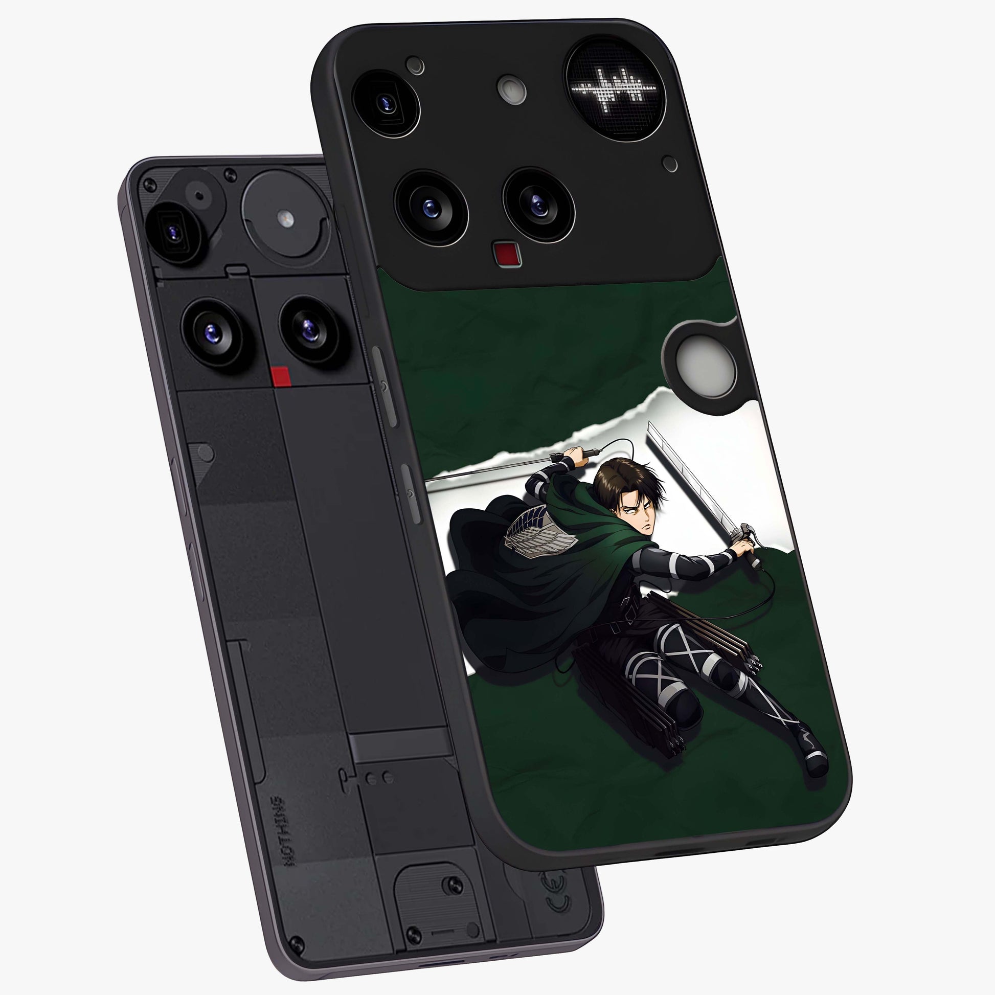 Emerald War Vanguard Glass Case displayed in angled mockup highlighting intense battle inspired design with emerald tone aesthetic.