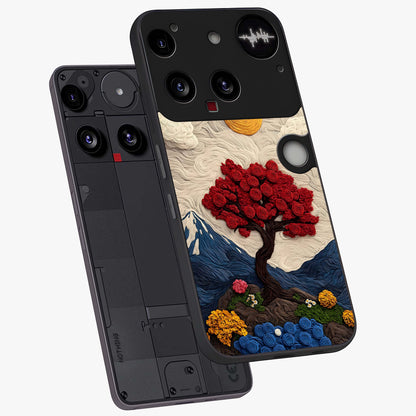 Eternal Nature Tapestry Glass Case displayed in angled mockup highlighting detailed botanical pattern with artistic aesthetic.
