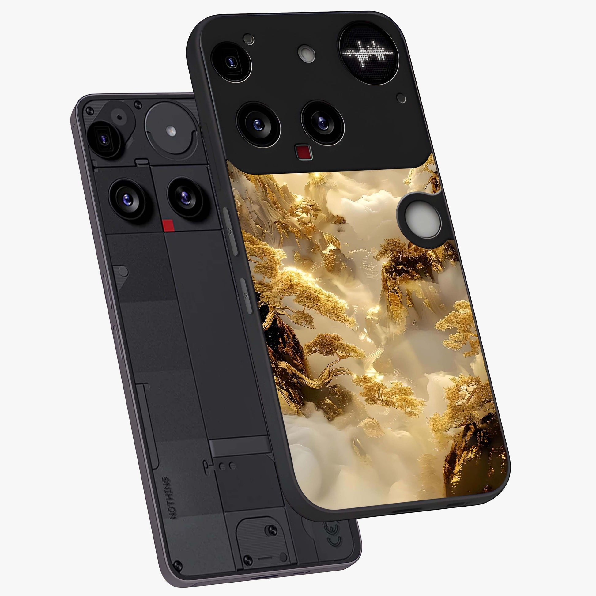 Gates Of Illumination Glass Case displayed in angled mockup highlighting radiant portal inspired design with fantasy aesthetic.