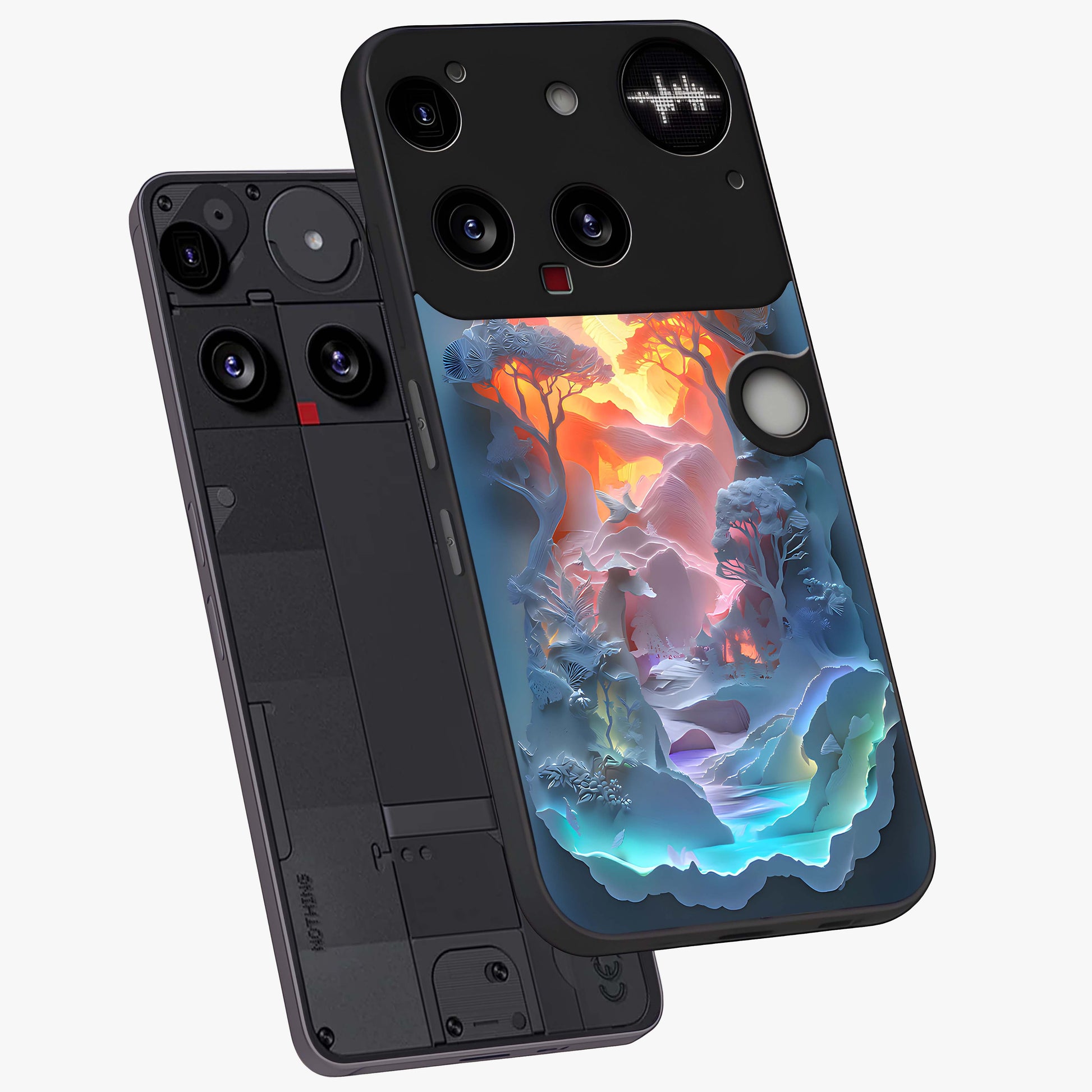 Glow Forest Portal Glass Case displayed in angled mockup highlighting mystical forest design with magical glowing aesthetic.