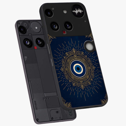 Golden Celestial Charm Glass Case displayed in angled mockup highlighting sparkling cosmic charm design with celestial aesthetic.