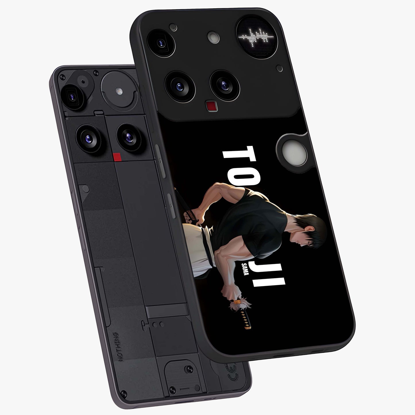 Midnight Blade Resolve Glass Case displayed in angled mockup highlighting powerful blade illustration with dramatic dark aesthetic.
