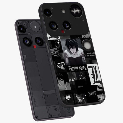 Midnight Chaos Mind Glass Case displayed in angled mockup highlighting chaotic artistic design with dramatic midnight aesthetic.