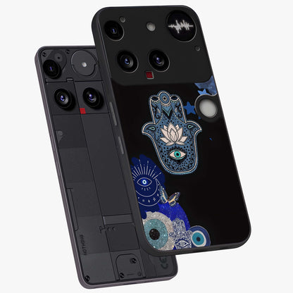 Mystic Hand Aura Glass Case displayed in angled mockup highlighting magical aura design with spiritual aesthetic style.