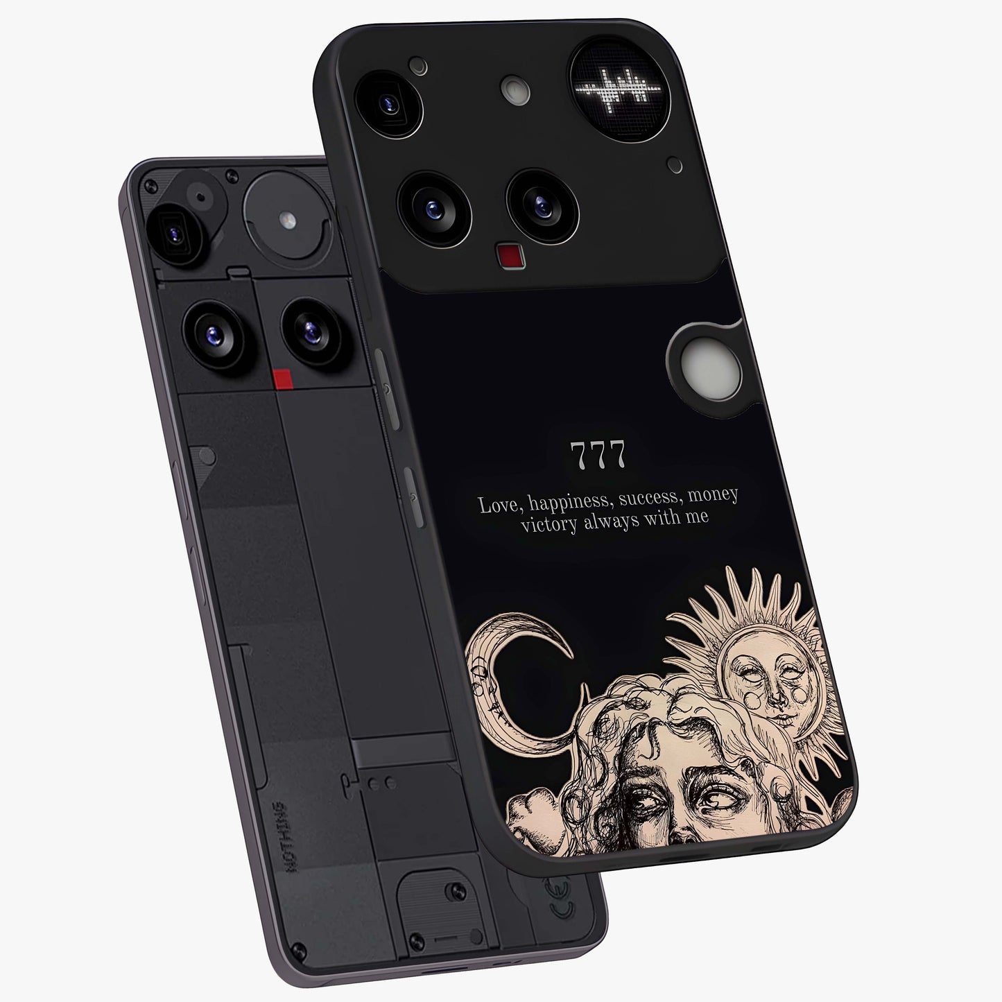Mystic Victory Aura Glass Case displayed in angled mockup highlighting energetic aura design with bold mystical aesthetic.