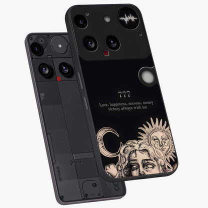 Mystic Victory Aura Glass Case displayed in angled mockup highlighting energetic aura design with bold mystical aesthetic.