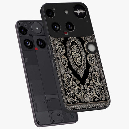 Noir Bloom Elegance Glass Case displayed in angled mockup highlighting refined flower design with stylish noir aesthetic.