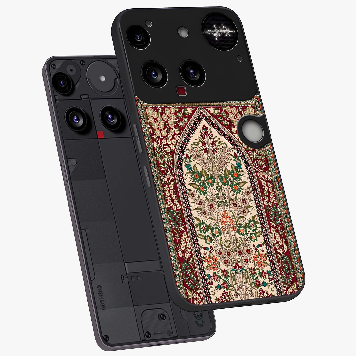 Persian Inspired Glass Case displayed in angled mockup highlighting intricate traditional design with elegant cultural aesthetic.