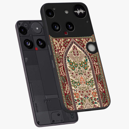 Persian Inspired Glass Case displayed in angled mockup highlighting intricate traditional design with elegant cultural aesthetic.