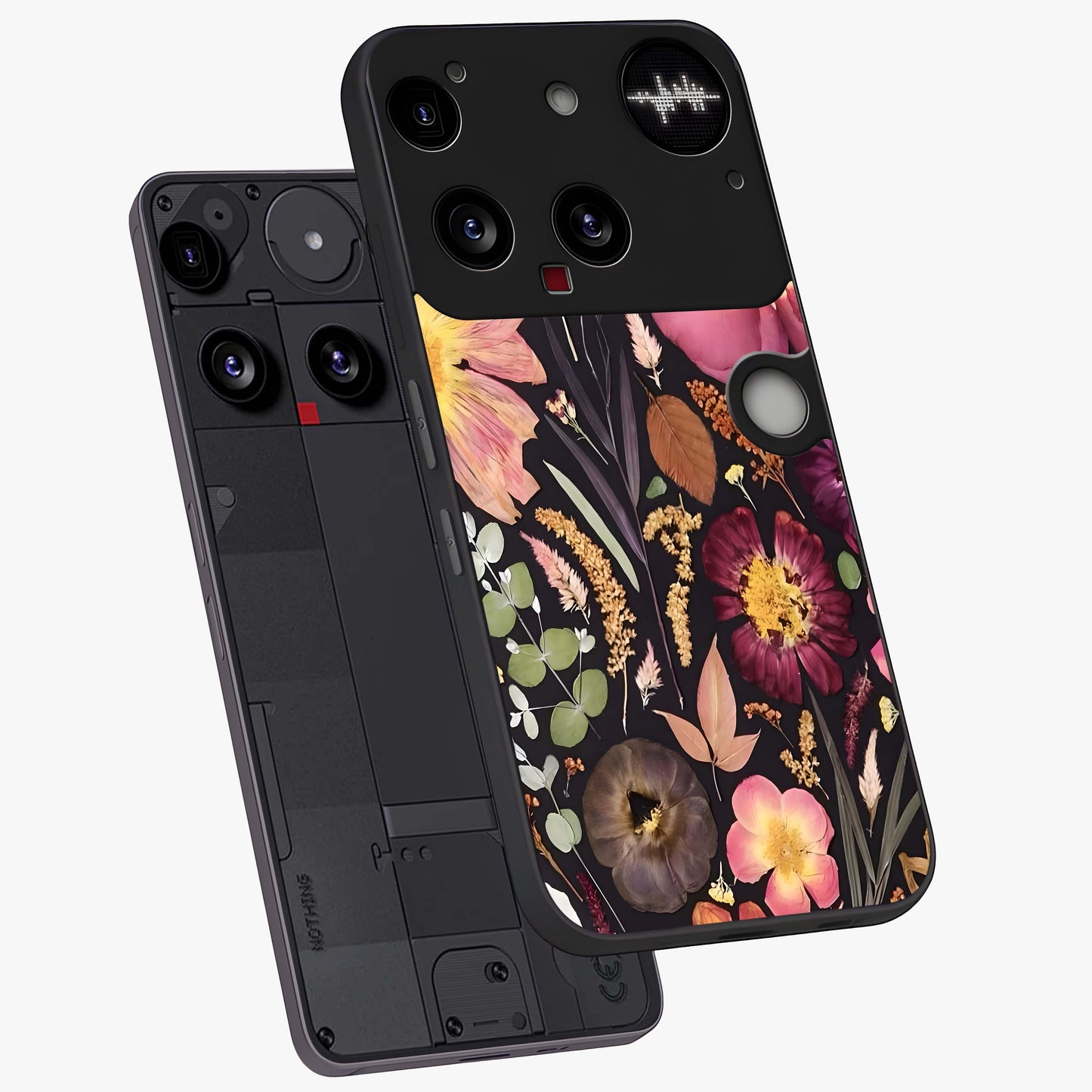 Petal Dream Tapestry Glass Case displayed in angled mockup highlighting decorative petal pattern with elegant botanical aesthetic.