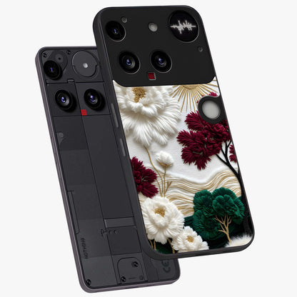 Radiant Bloom Elegance Glass Case displayed in angled mockup highlighting graceful floral design with radiant aesthetic style.
