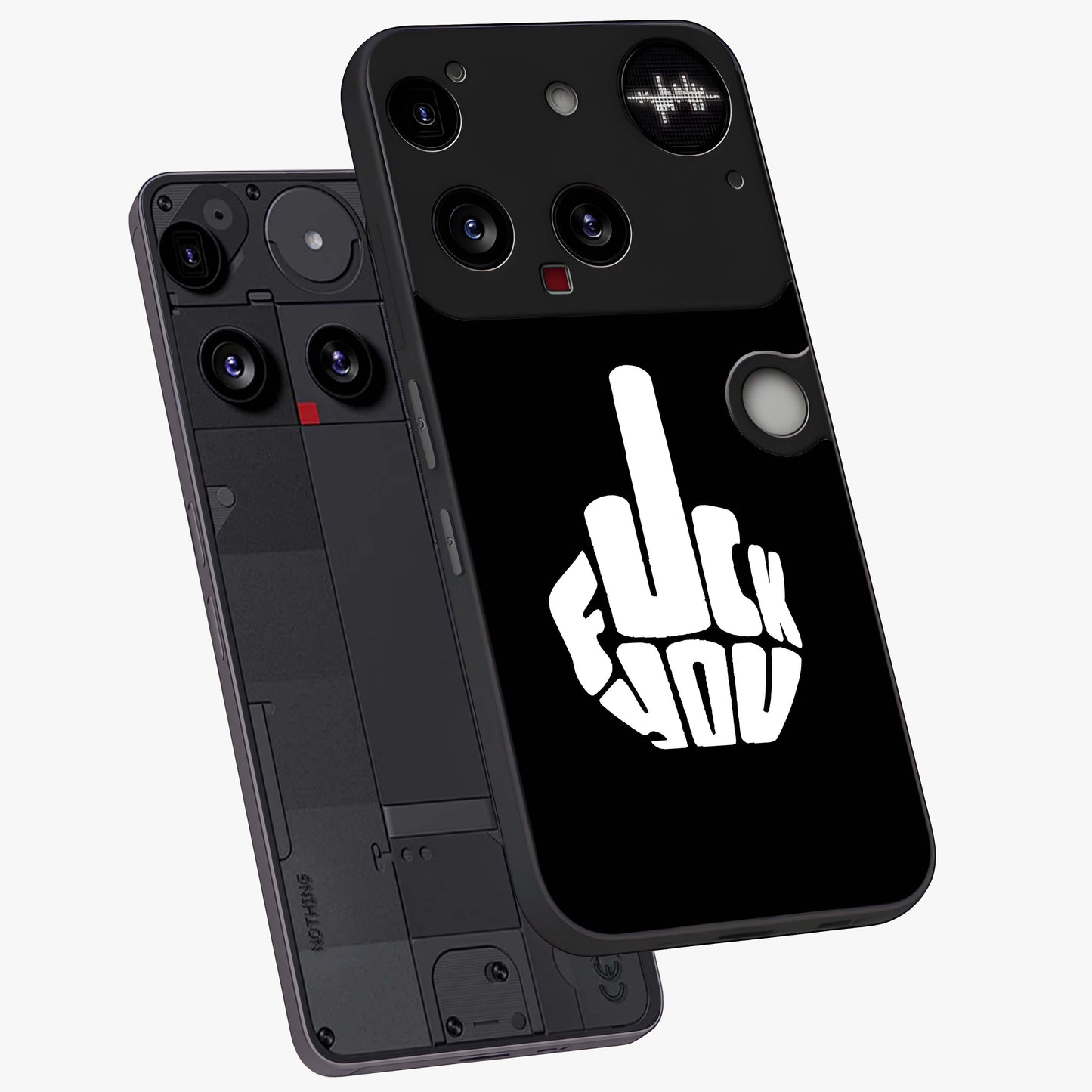 Rebel Mode On Glass Case displayed in angled mockup highlighting edgy text design with modern street aesthetic.