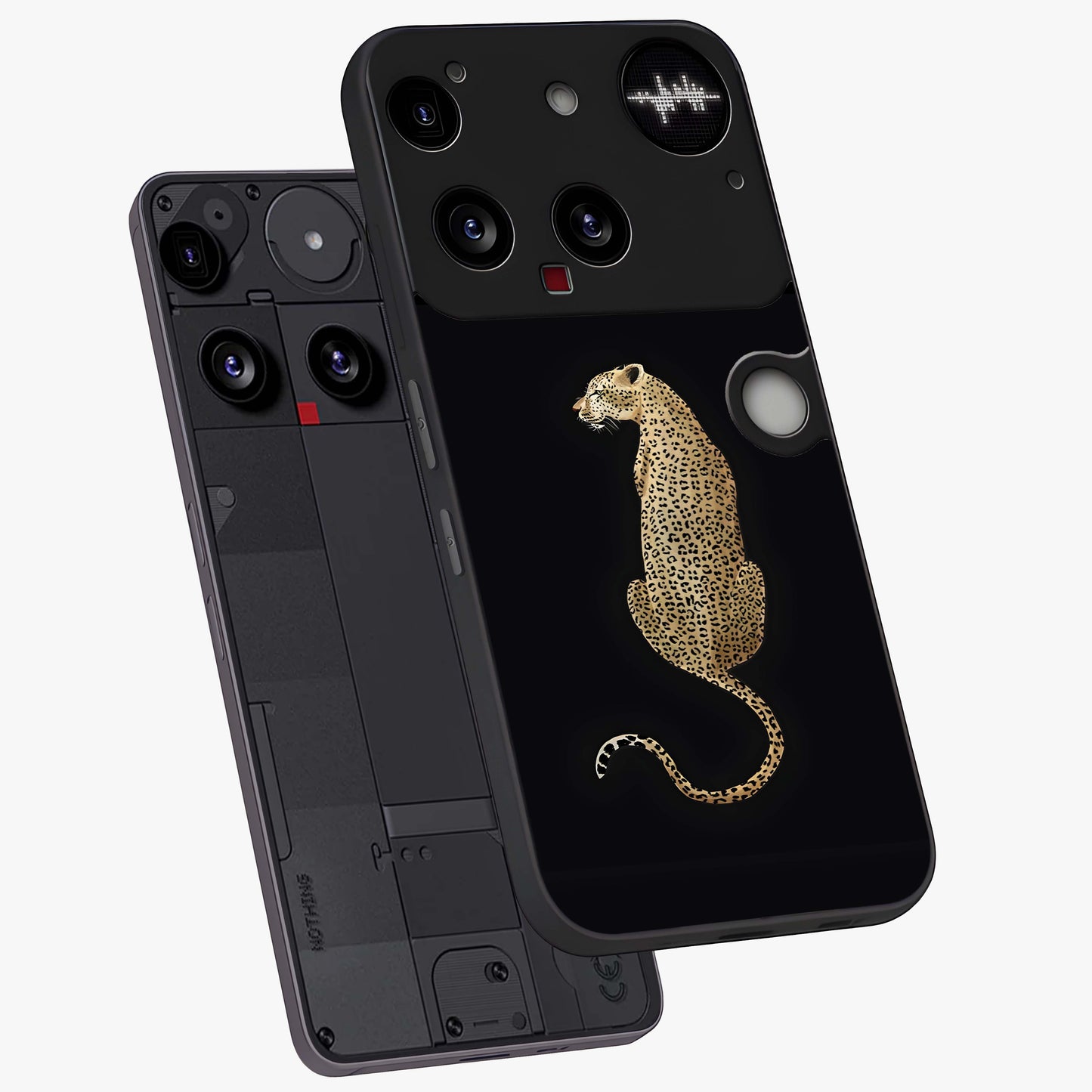 Regal Leopard Glass Case displayed in angled mockup highlighting powerful animal illustration with stylish wild aesthetic.