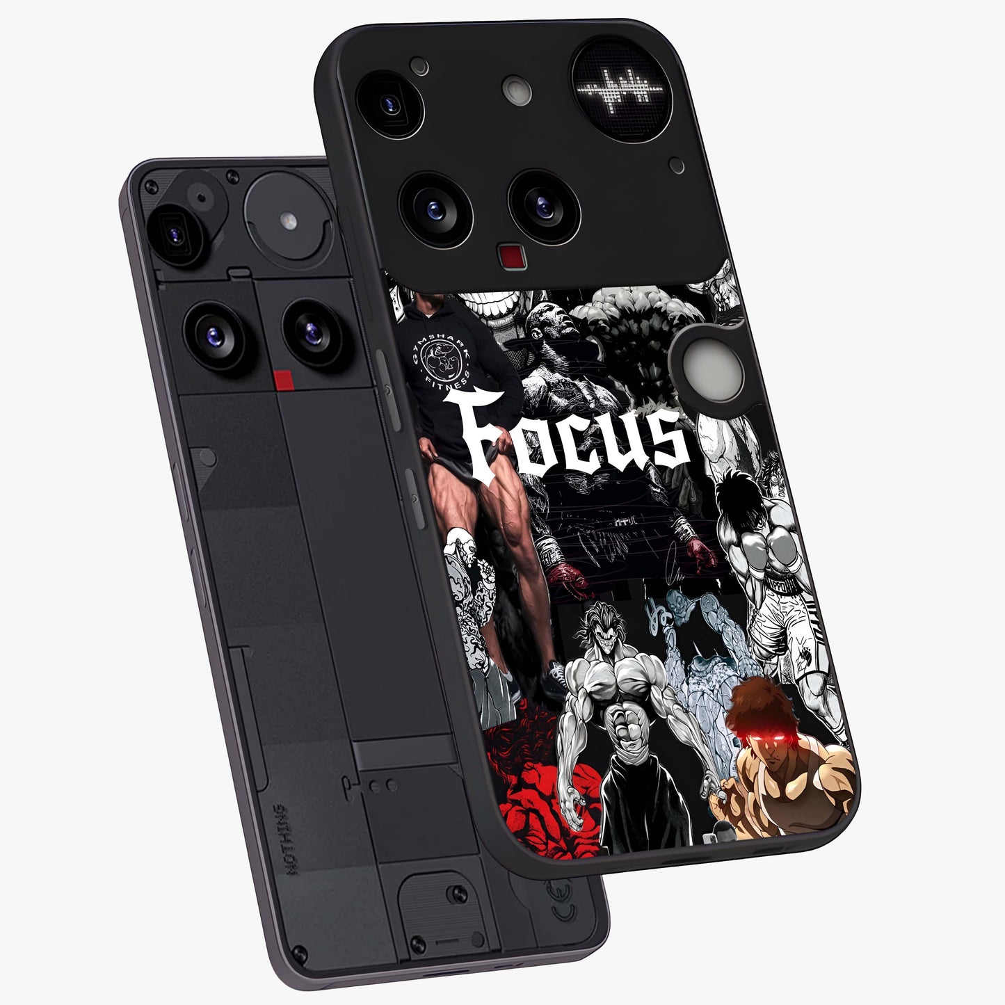 Relentless Power Focus Glass Case displayed in angled mockup highlighting bold statement design with modern aesthetic style.