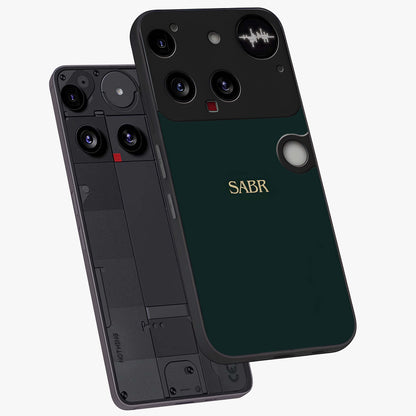 Sabr Minimal Patience Glass Case displayed in angled mockup highlighting simple inspirational design with clean aesthetic style.