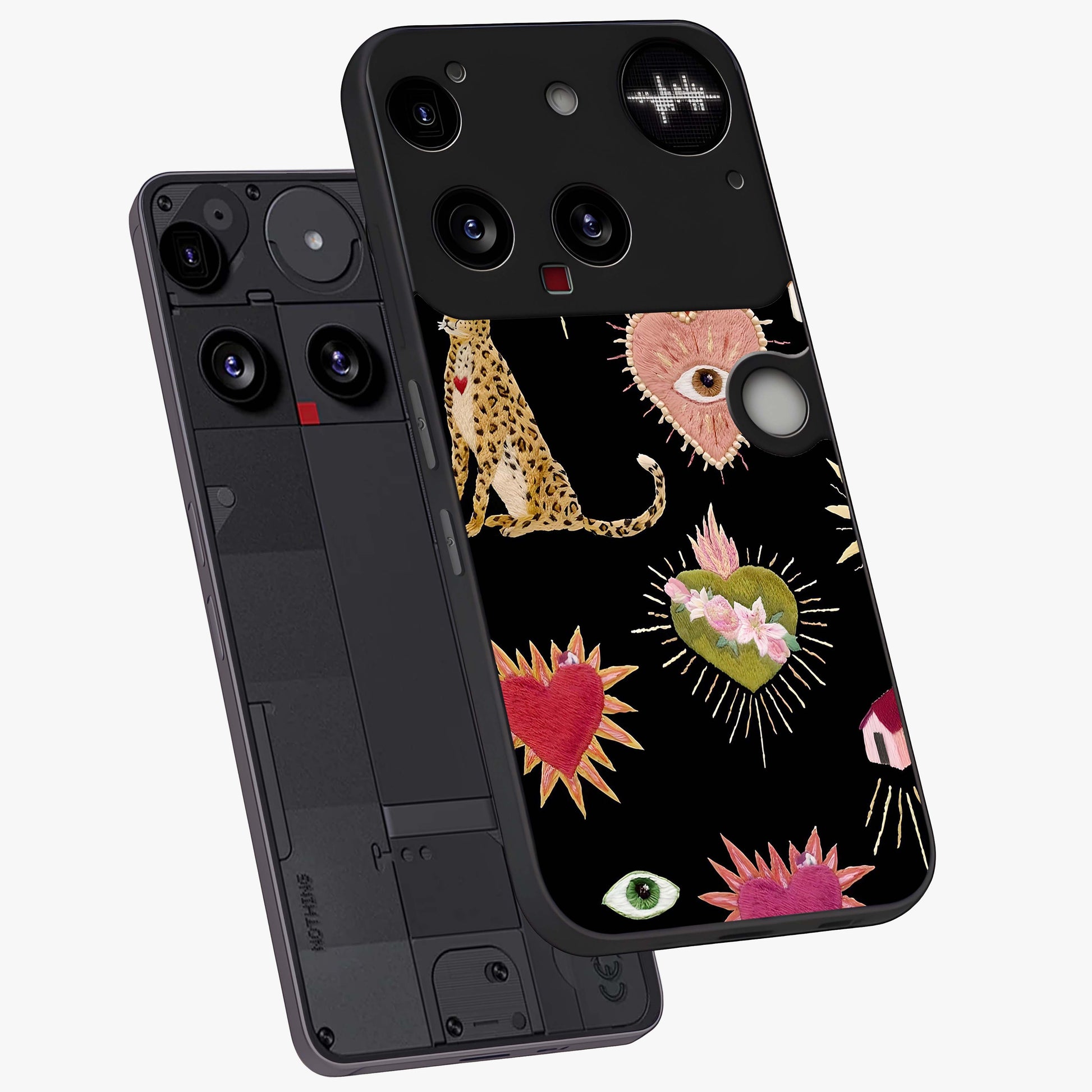 Sacred Jungle Heart Glass Case displayed in angled mockup highlighting lush tropical design with natural aesthetic style.