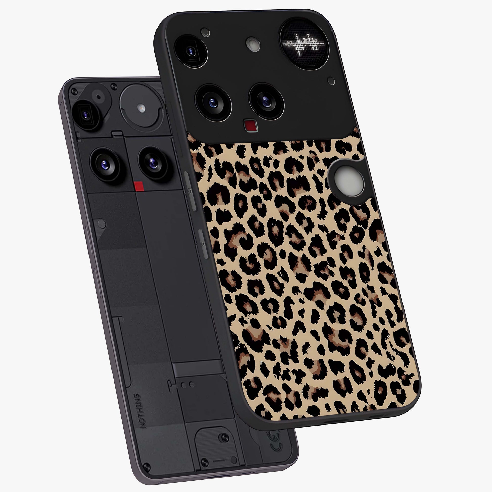 Savage Chic Pattern Glass Case displayed in angled mockup highlighting bold fashion inspired design with chic aesthetic.