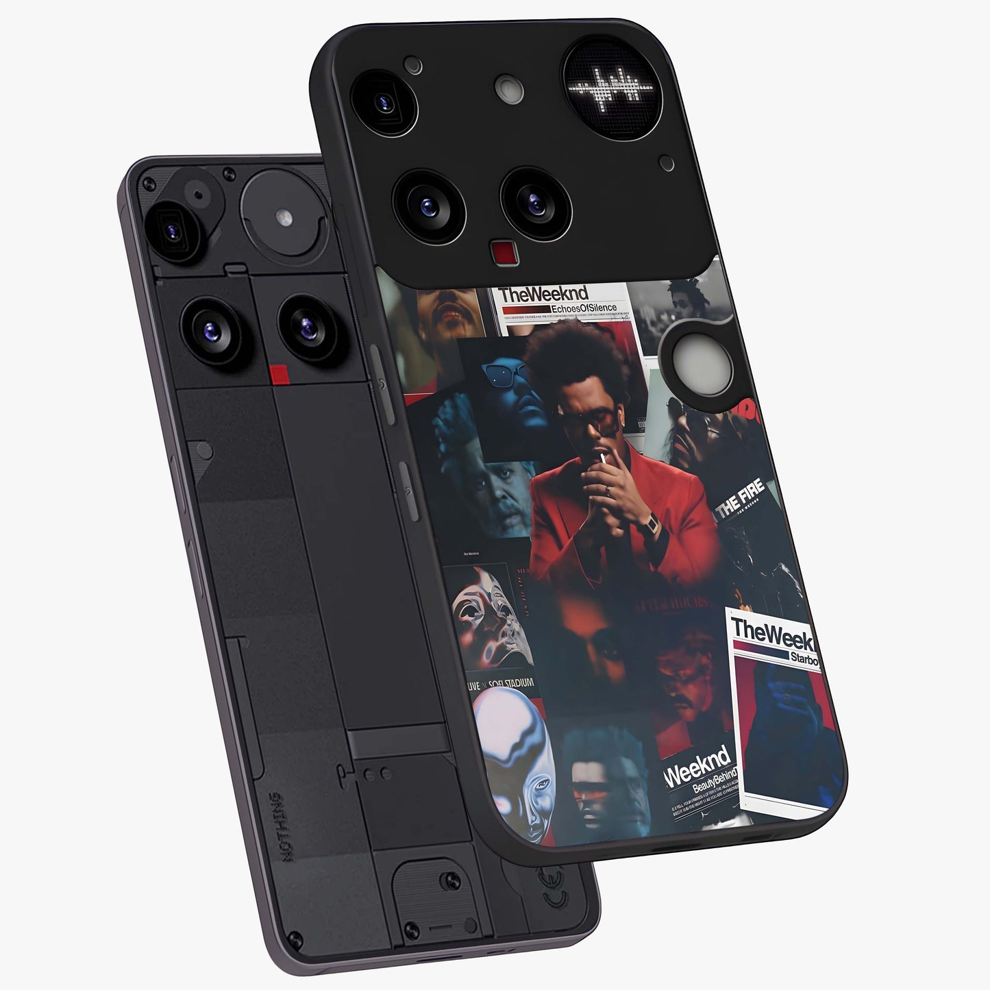 The Weeknd Glass Case displayed in angled mockup highlighting stylish pop culture inspired design with modern aesthetic.