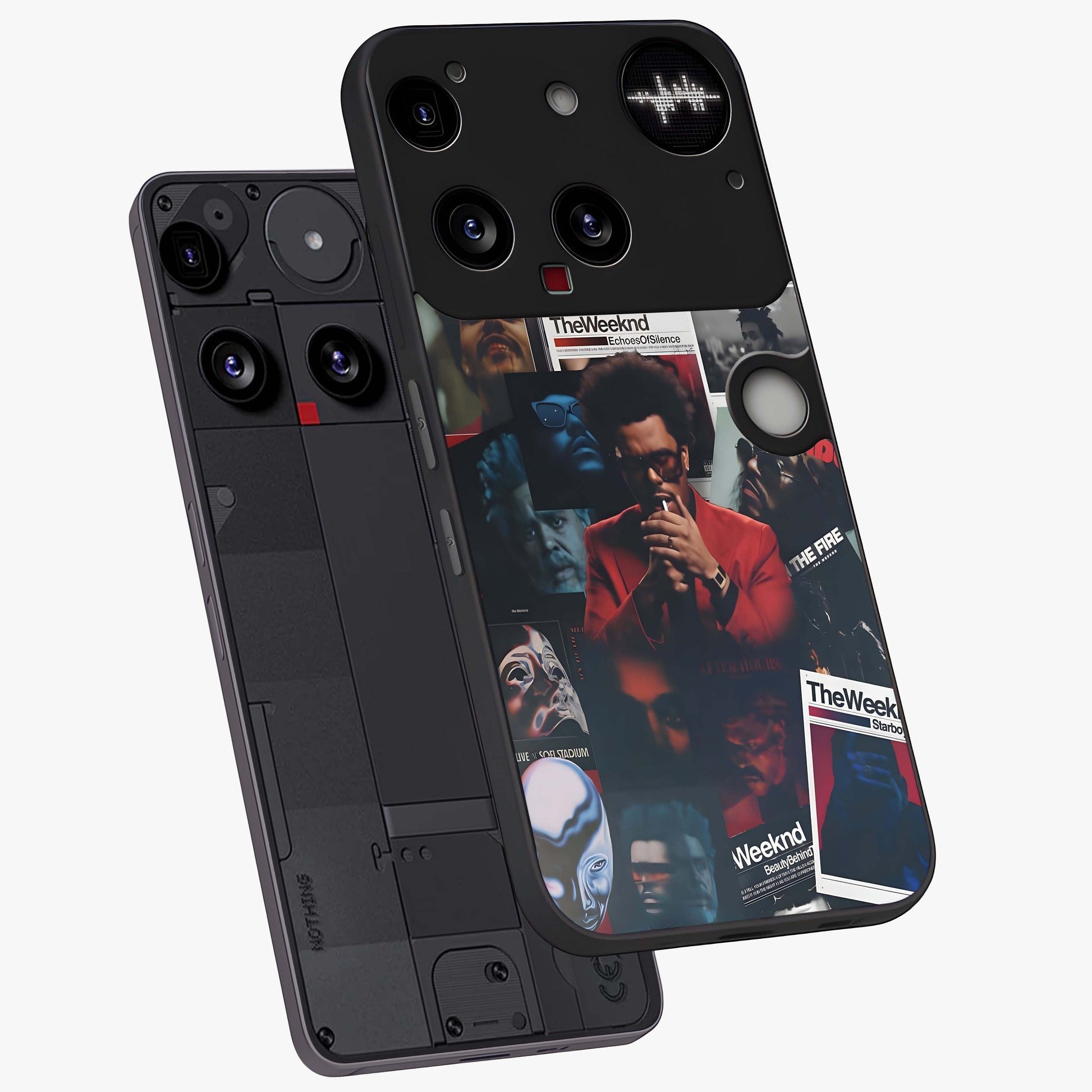 The Weeknd Glass Case displayed in angled mockup highlighting stylish pop culture inspired design with modern aesthetic.