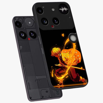 Thunder Flame Execution Glass Case displayed in angled mockup highlighting dramatic fire themed design with intense fantasy aesthetic.