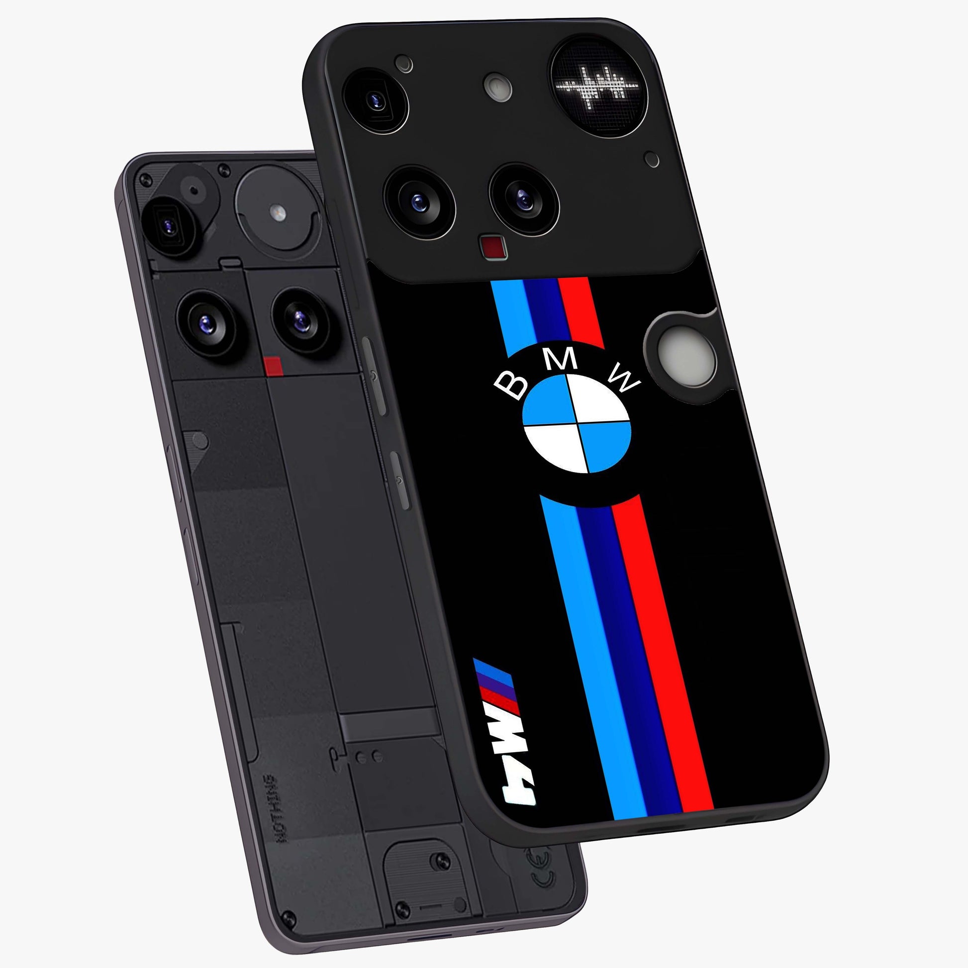 Turbo BMW Beast Glass Case displayed in angled mockup highlighting sleek racing car design with bold automotive aesthetic.