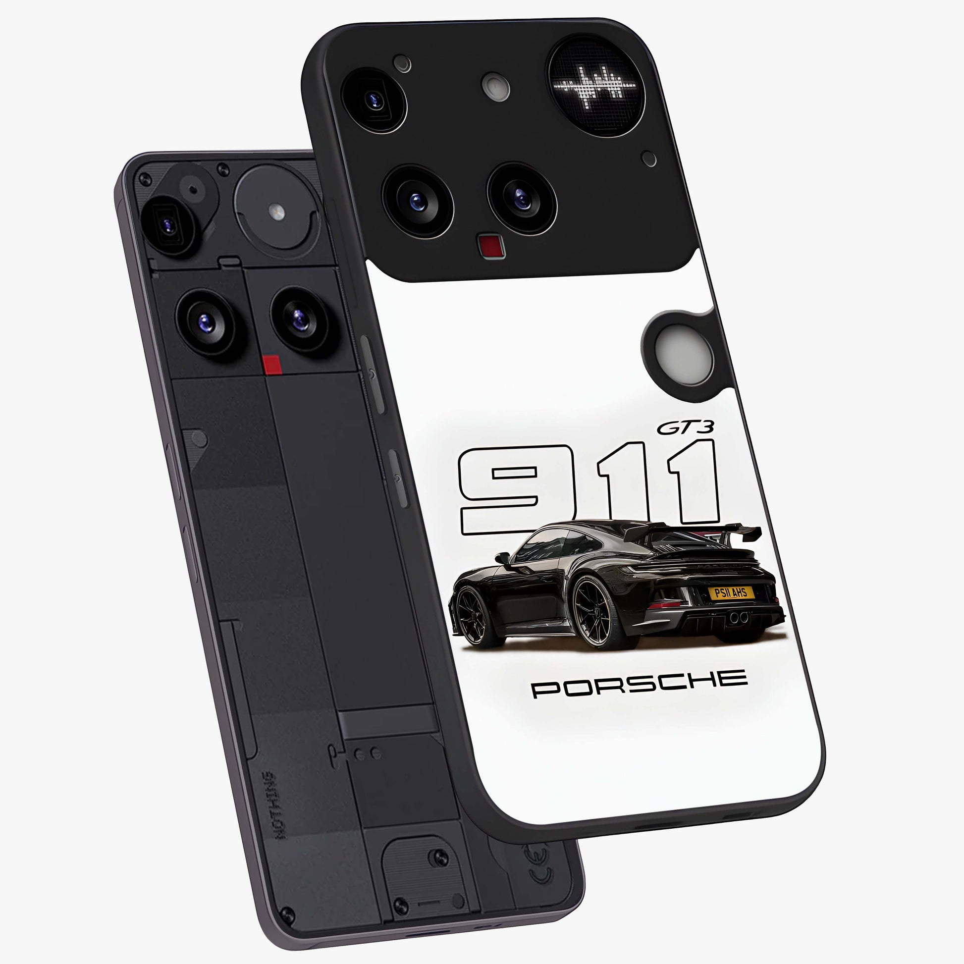 Turbo Legacy Icon Glass Case displayed in angled mockup highlighting dynamic automotive design with performance aesthetic.