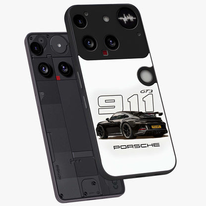 Turbo Legacy Icon Glass Case displayed in angled mockup highlighting dynamic automotive design with performance aesthetic.
