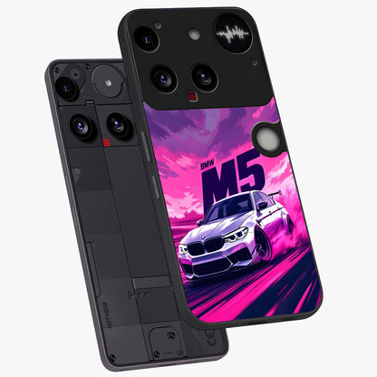 Velocity Drift Pulse Glass Case displayed in angled mockup highlighting dynamic drift design with sporty automotive aesthetic.